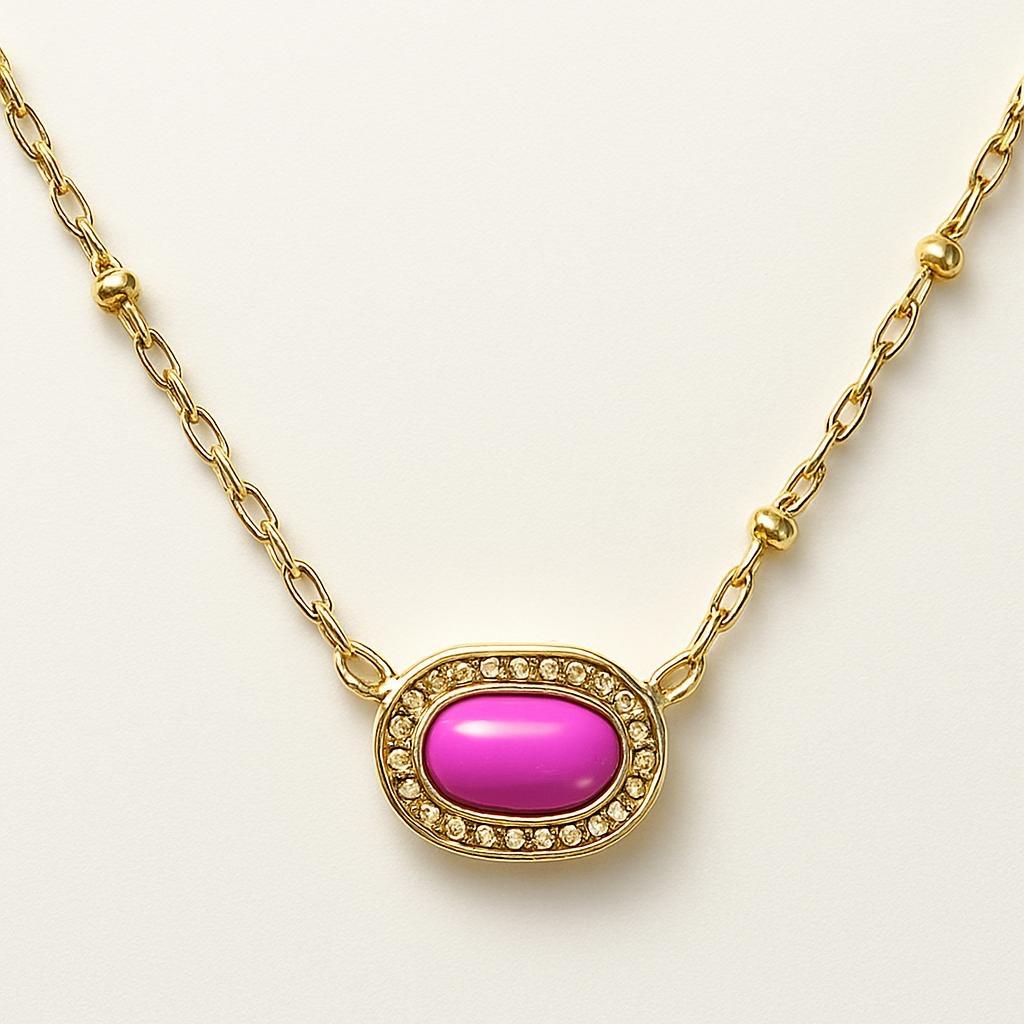 Gold Plated Blue Enamel Presley Halo Necklace