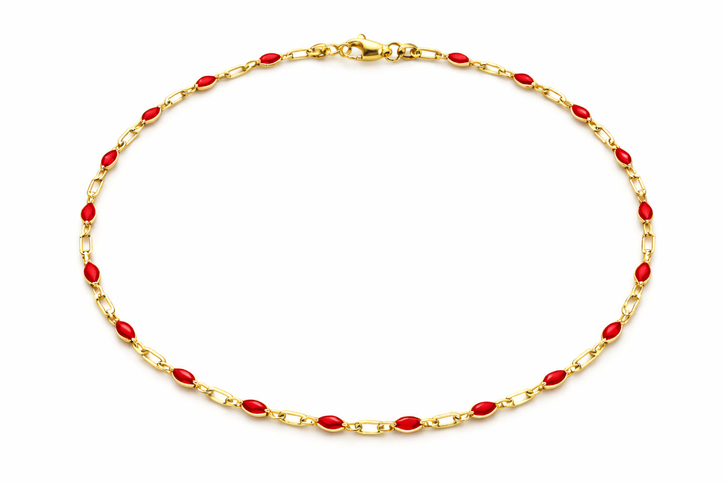 14K Gold Filled Green Enamel Paperclip Chain Bracelet