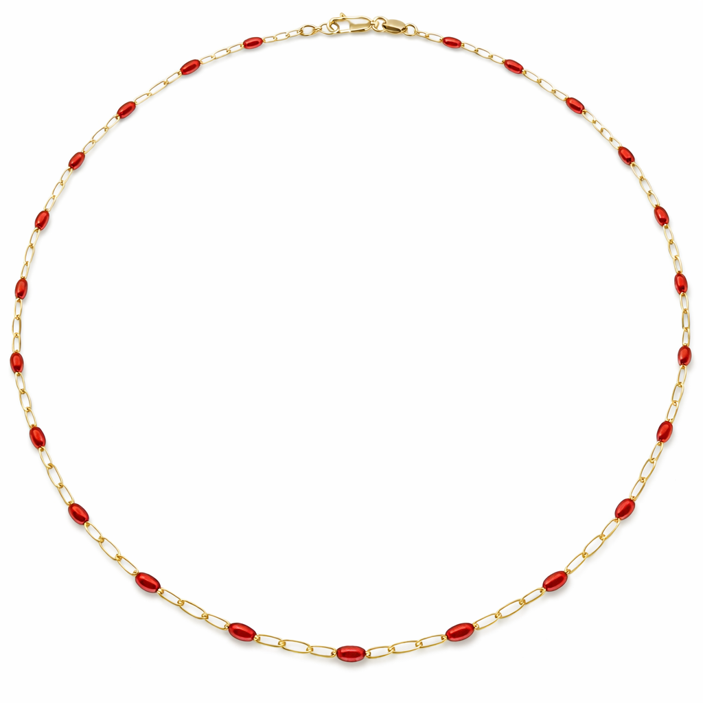 14K Gold Filled Blue Enamel Paperclip Chain Necklace