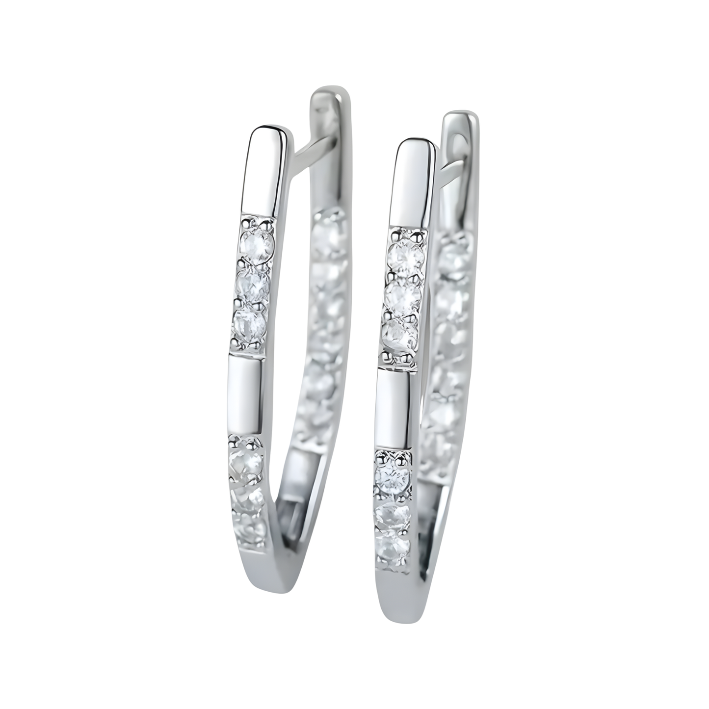 Sterling Silver V-Shaped Hoop Earrings