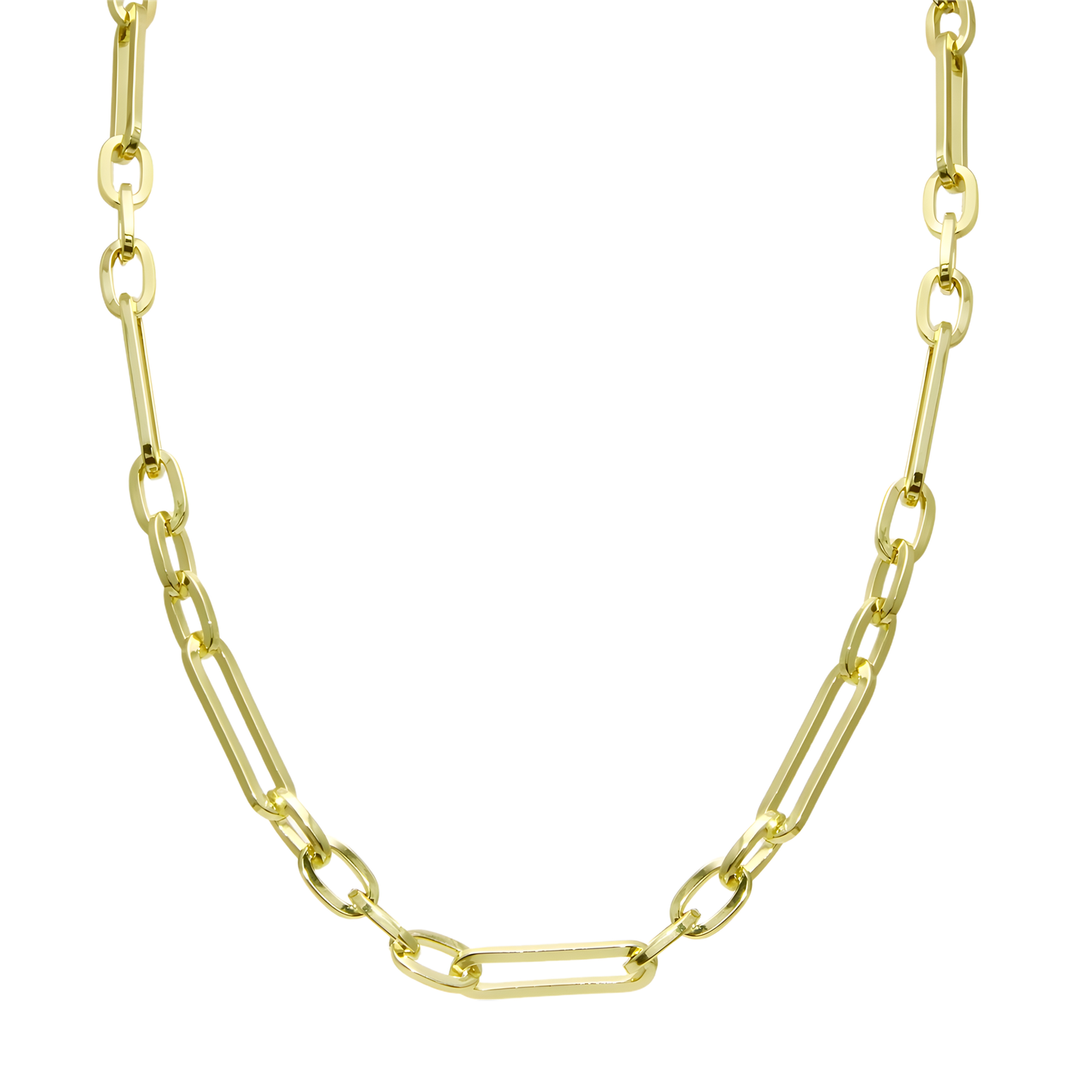 18K Elongated Paperclip Chain Necklace
