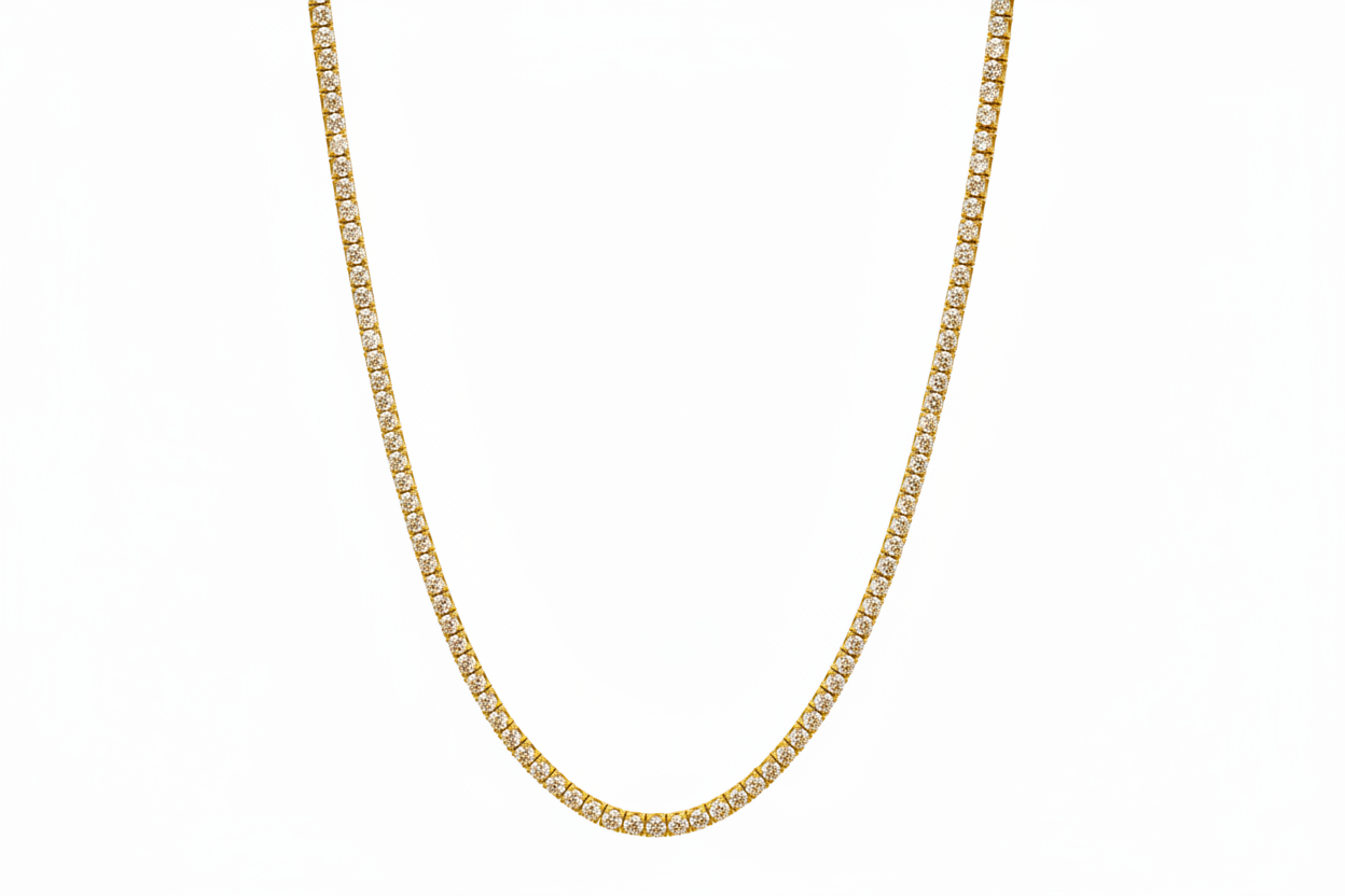 Vermeil Sparkling Tennis Necklace