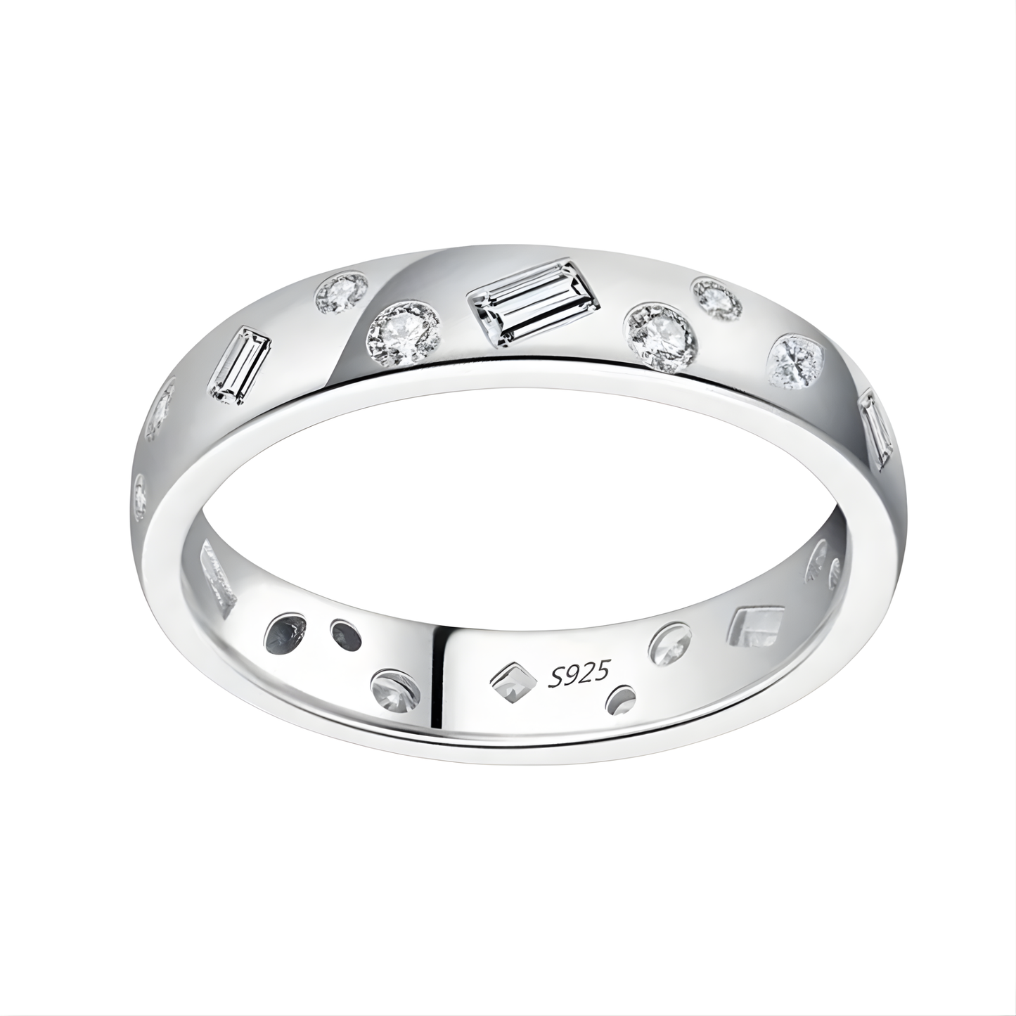 Sterling Silver Mélange Bezel Set Stone Ring