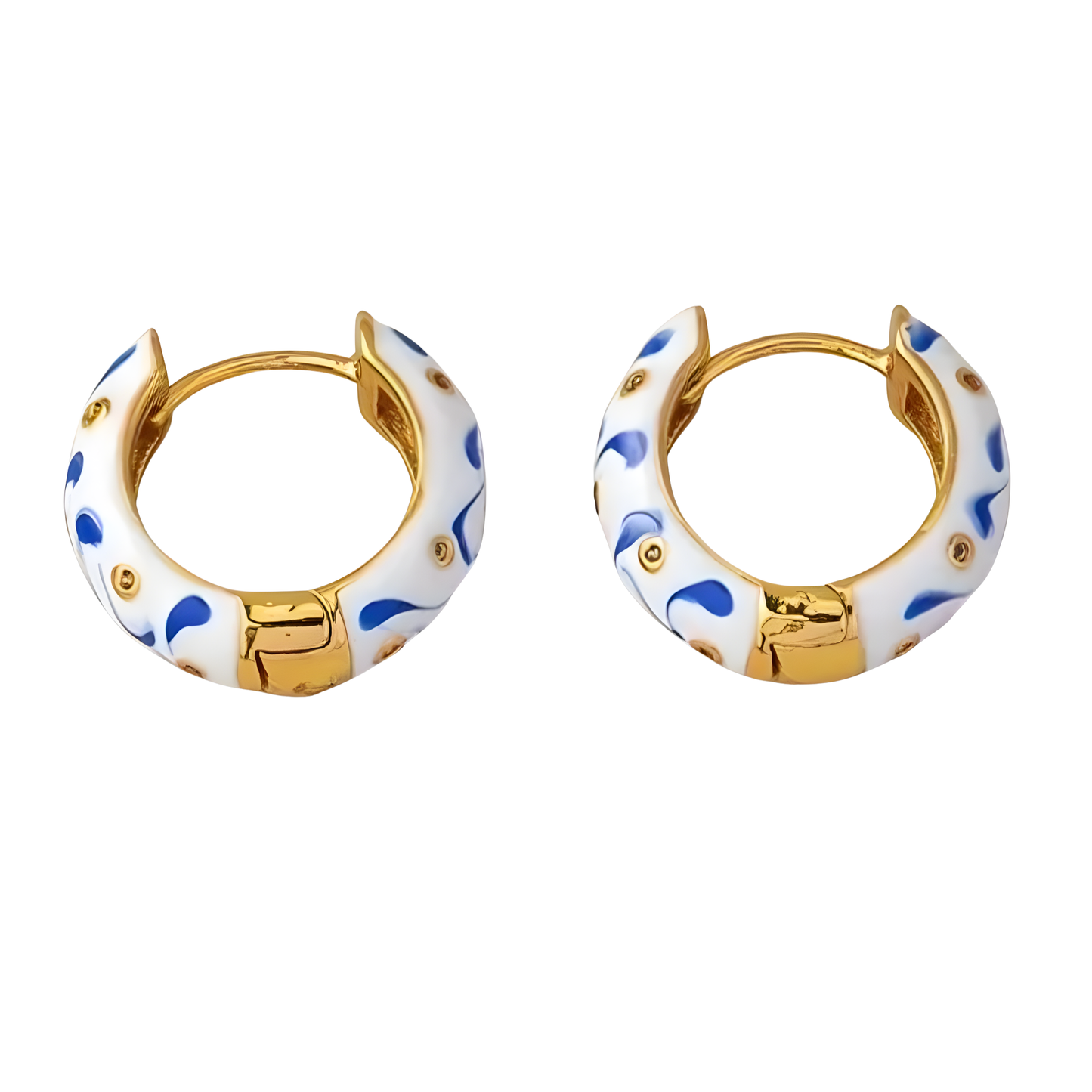 Gold Plated Spanish Enamel Huggie Hoop Earrings