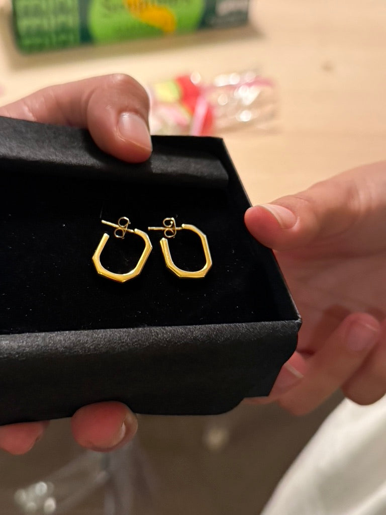 Gold Plated Kathy Geometric Hoop Earrings