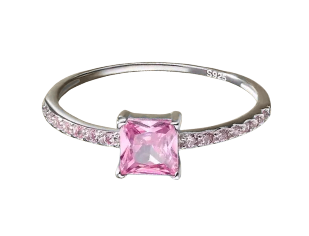 Sterling Silver Pink Princess Ring
