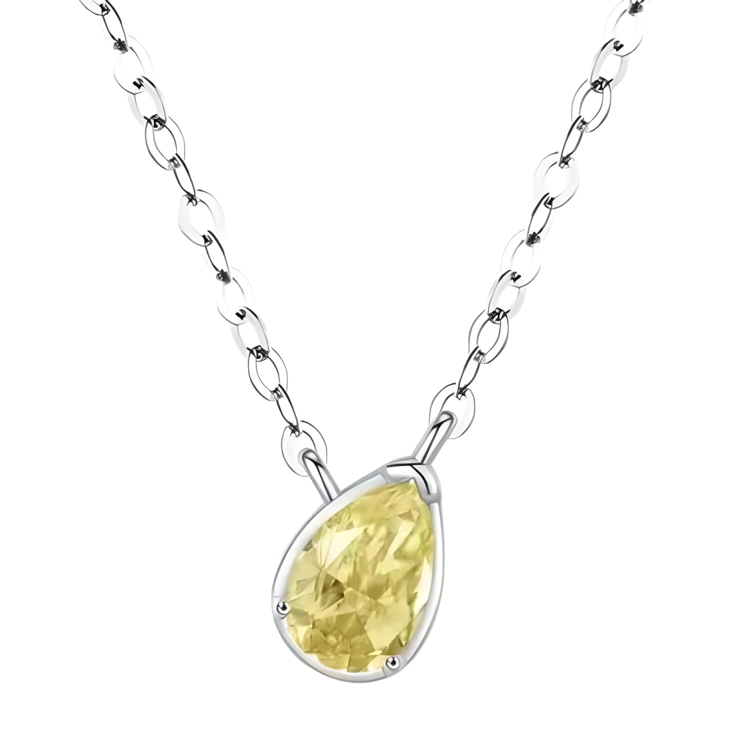 Sterling Silver Chloe Yellow Pear Necklace