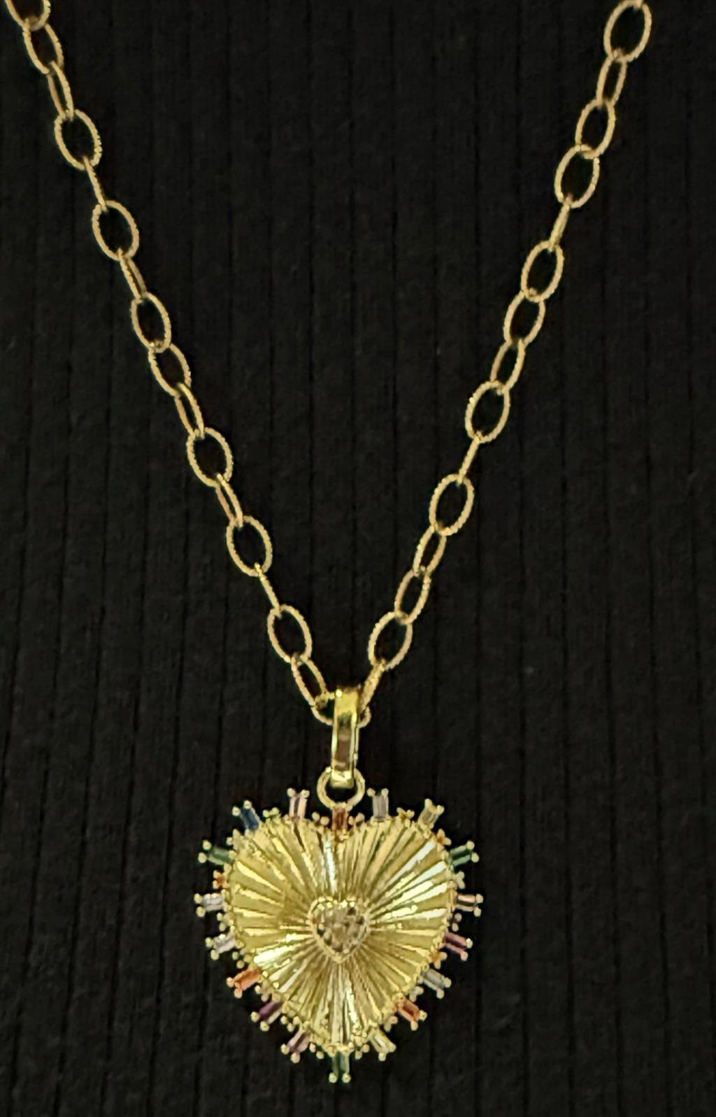 18K Vermeil Fluted Rainbow Heart Charm