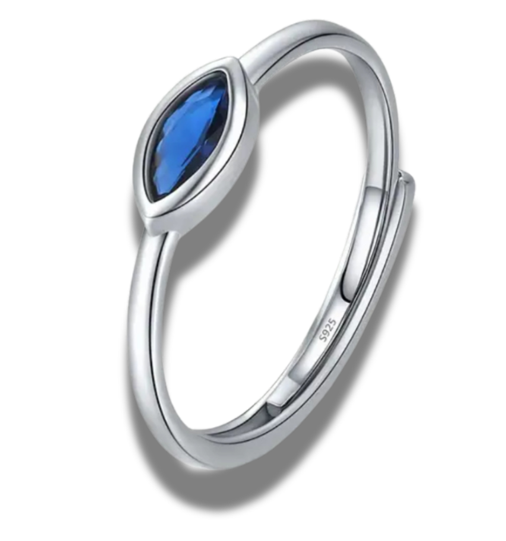 Sterling Silver Blue Marquee Ring