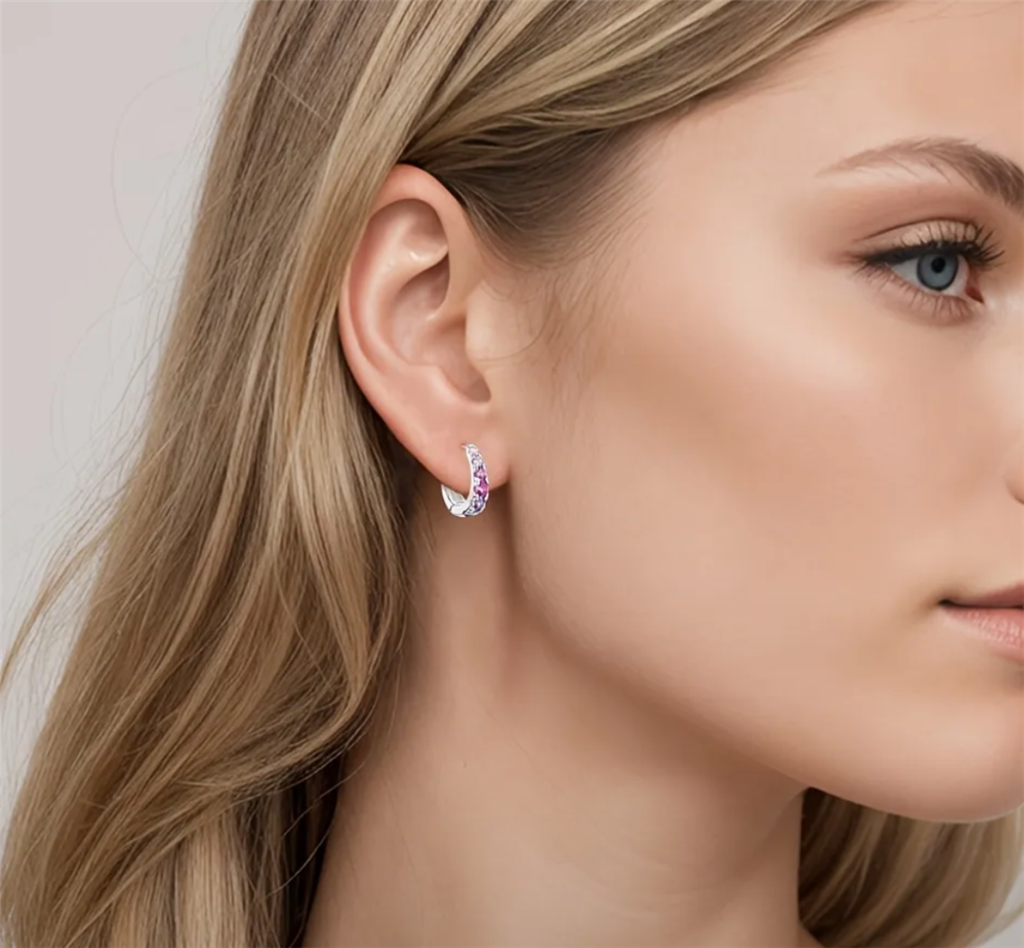 Sterling Silver Blush & Bloom Huggie Hoop Earrings