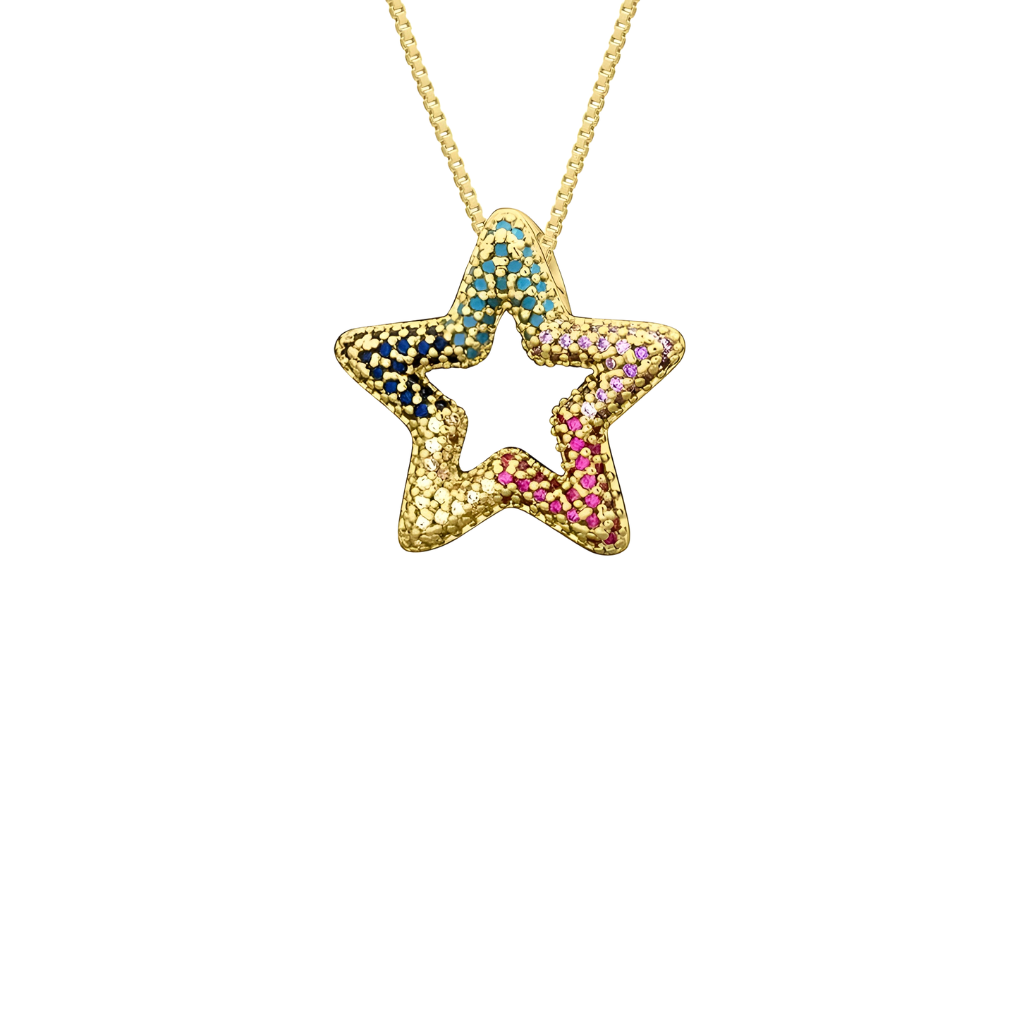 Gold Plated Marla Multicolor Star Pendant/Necklace