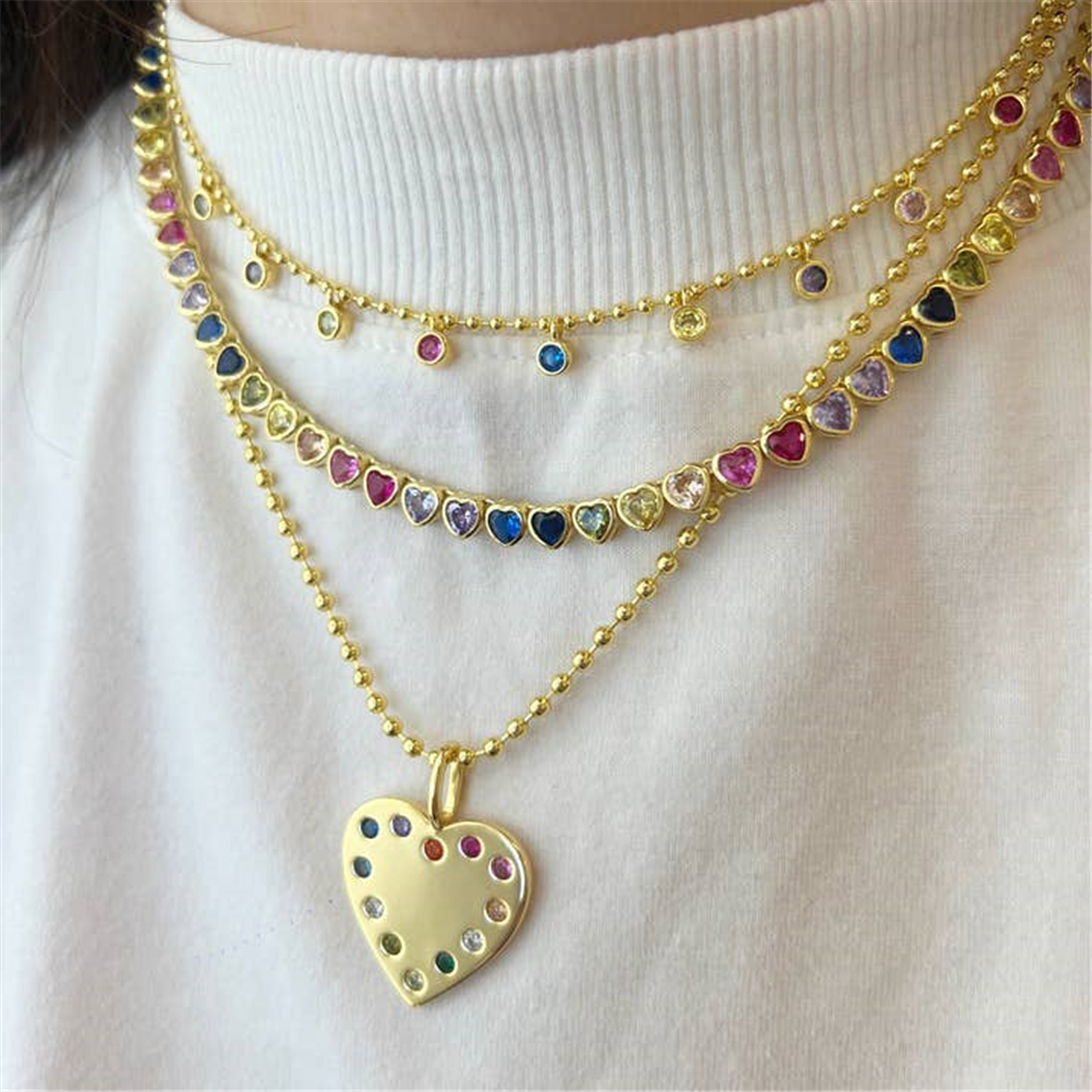 18K Vermeil Rainbow Easel Heart Charm