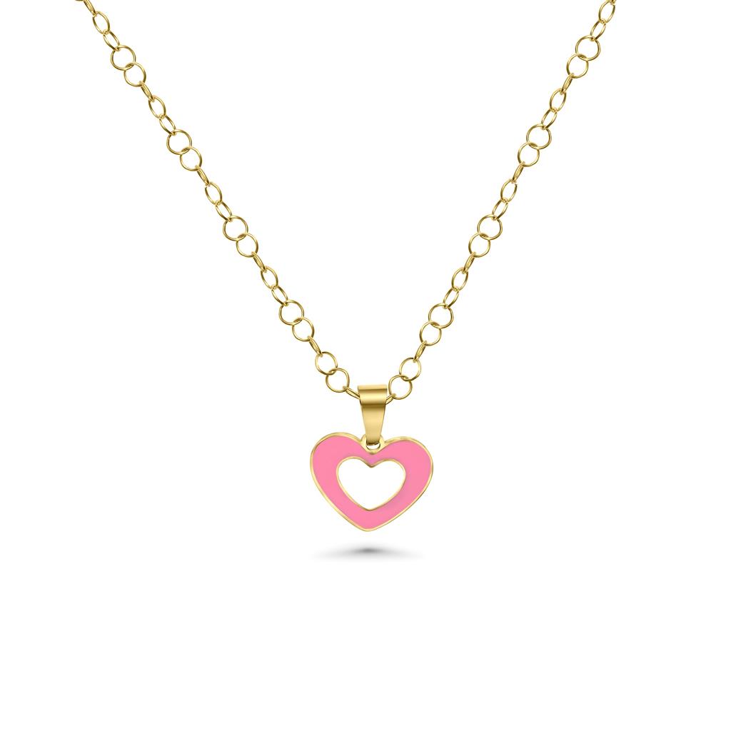 14K Vermeil Enamel Heart Charm Necklace