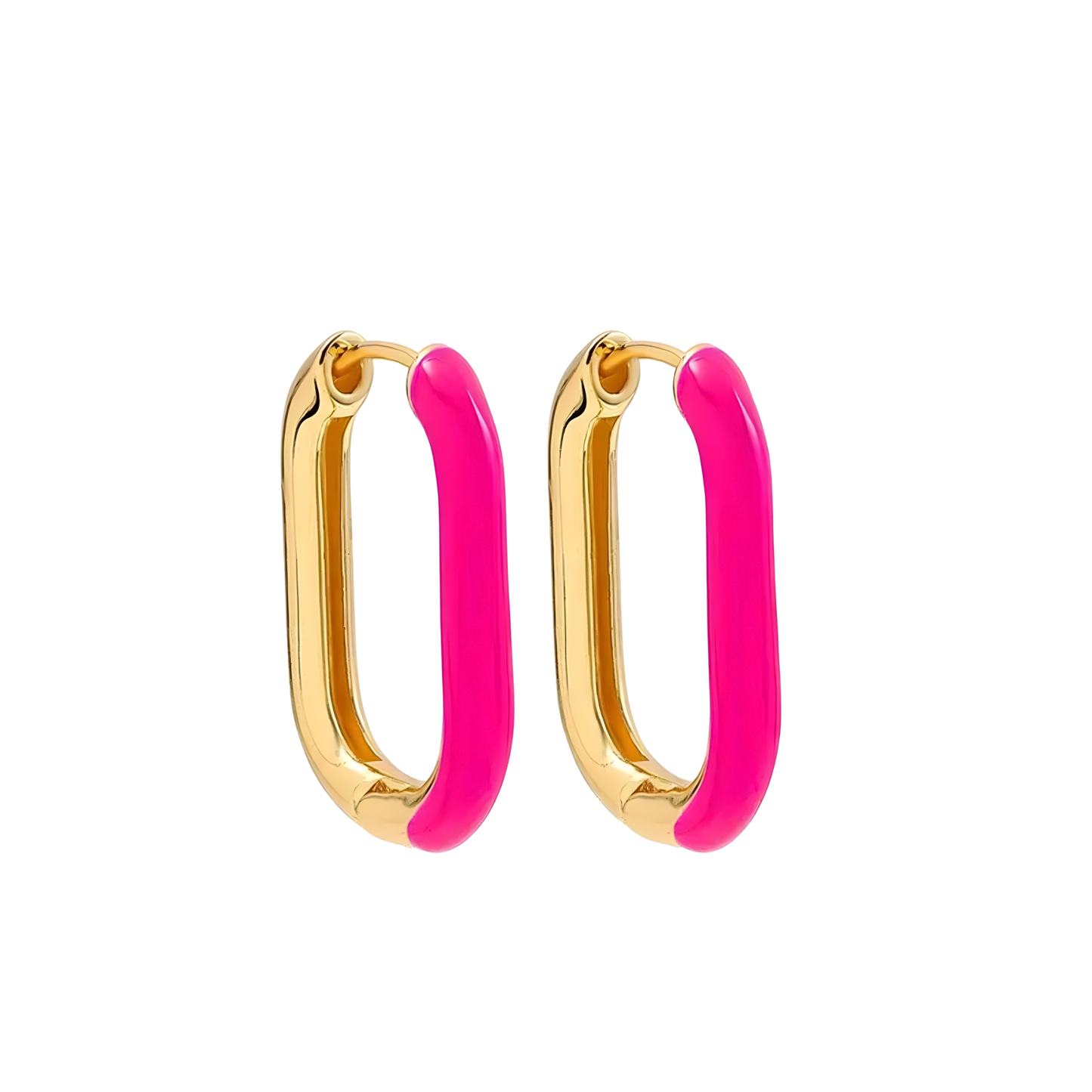 Gold Plated Neon Green Gretchen Oval Hoop Earrings