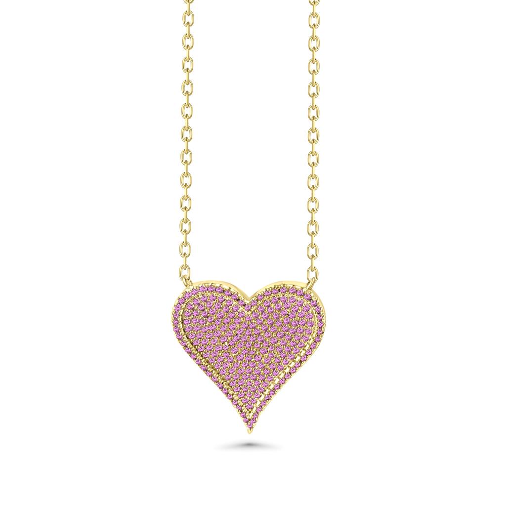 14K Vermeil Pink Heart Pendant Necklace