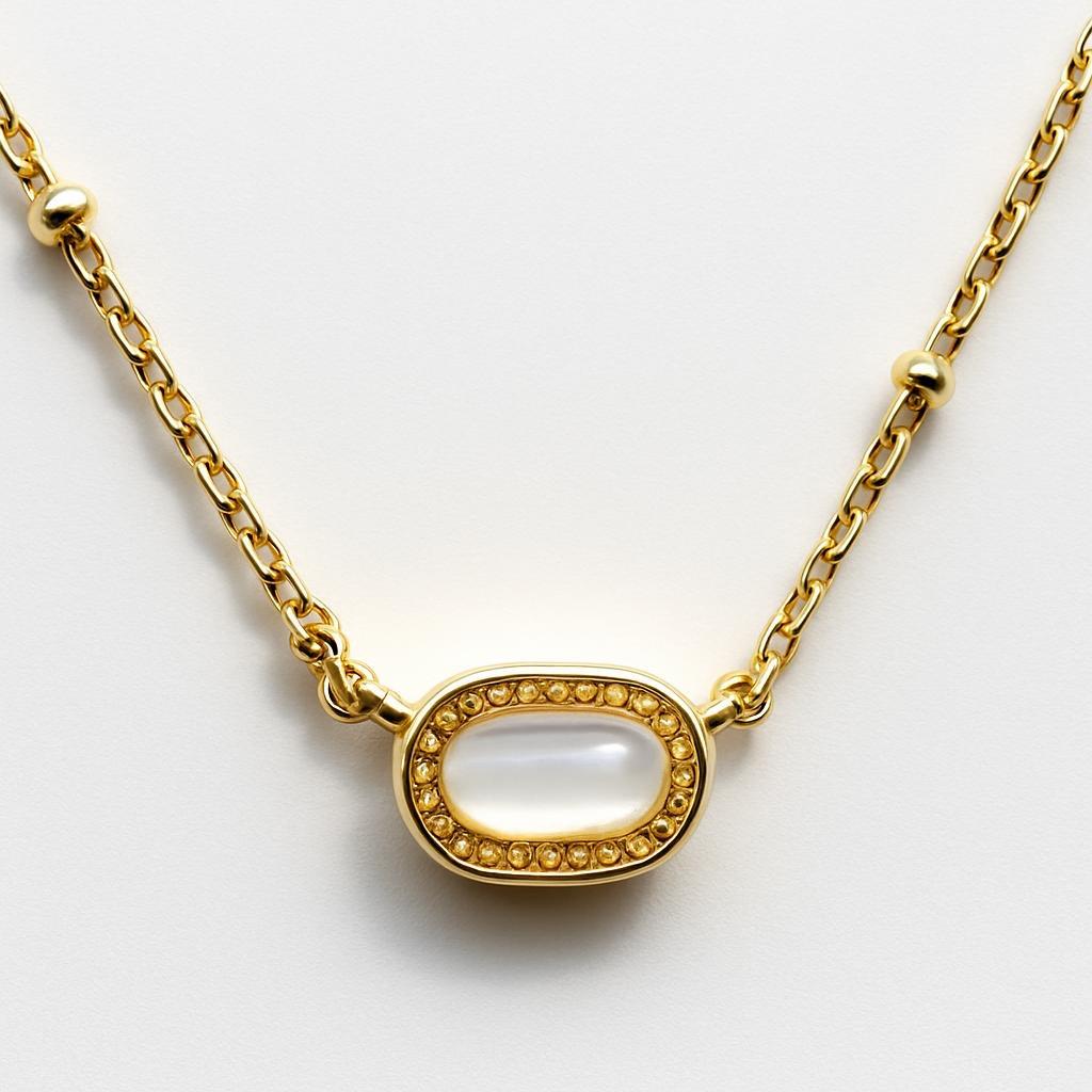 Gold Plated Blue Enamel Presley Halo Necklace