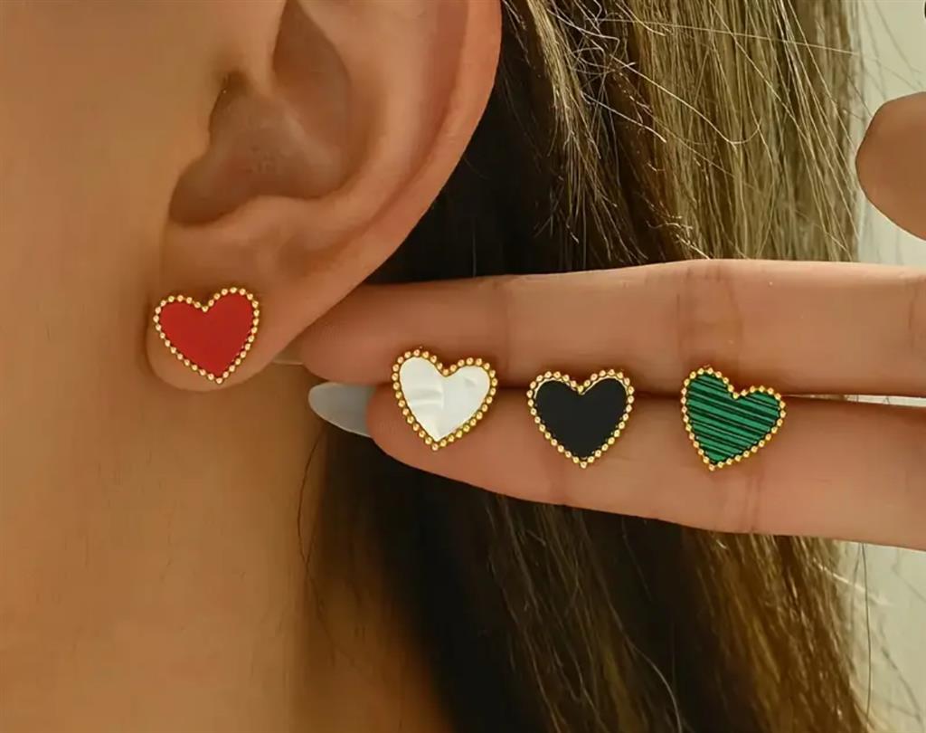 18K Vermeil Heart Stud Earrings
