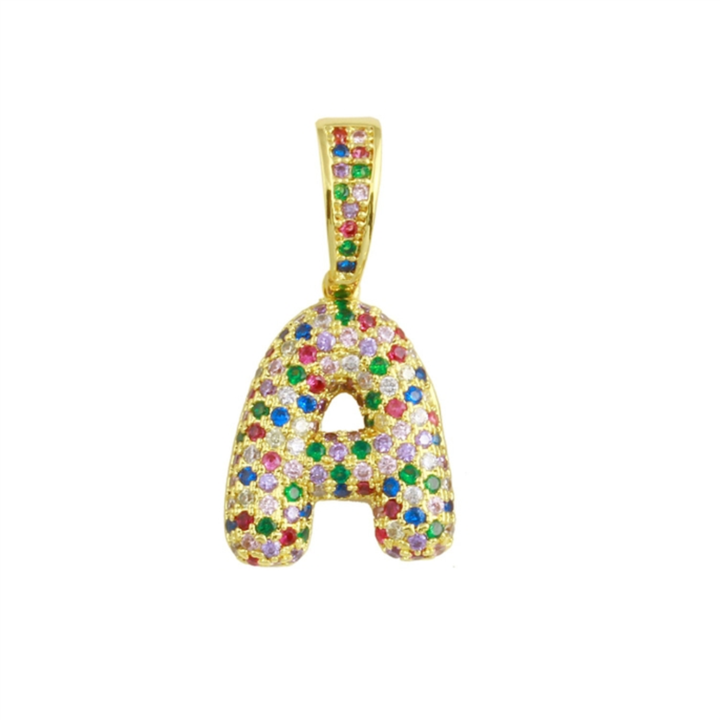 18K Vermeil Rainbow Bubble Initial Charm