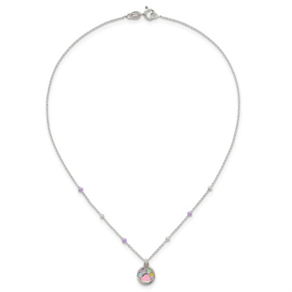 Sterling Silver Furever Friends Paw Necklace
