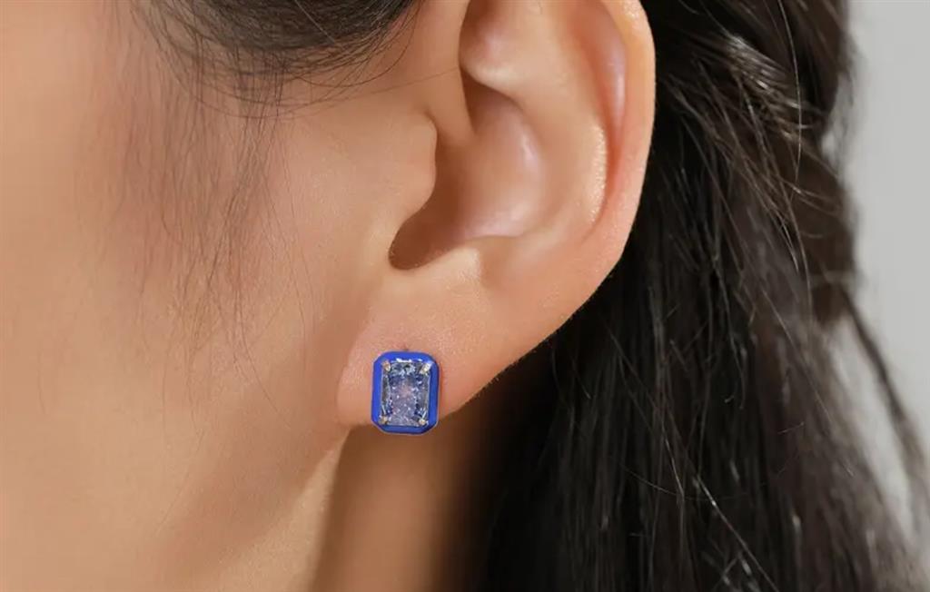 Sterling Silver & Blue Enamel Bezel Set Studs