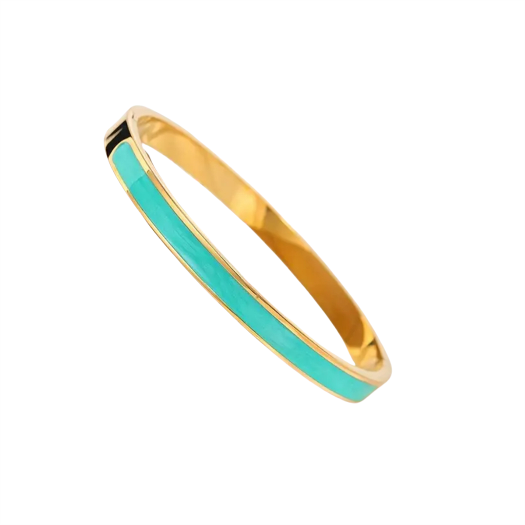 18K Vermeil Turquoise Shimmering Enamel Bangle