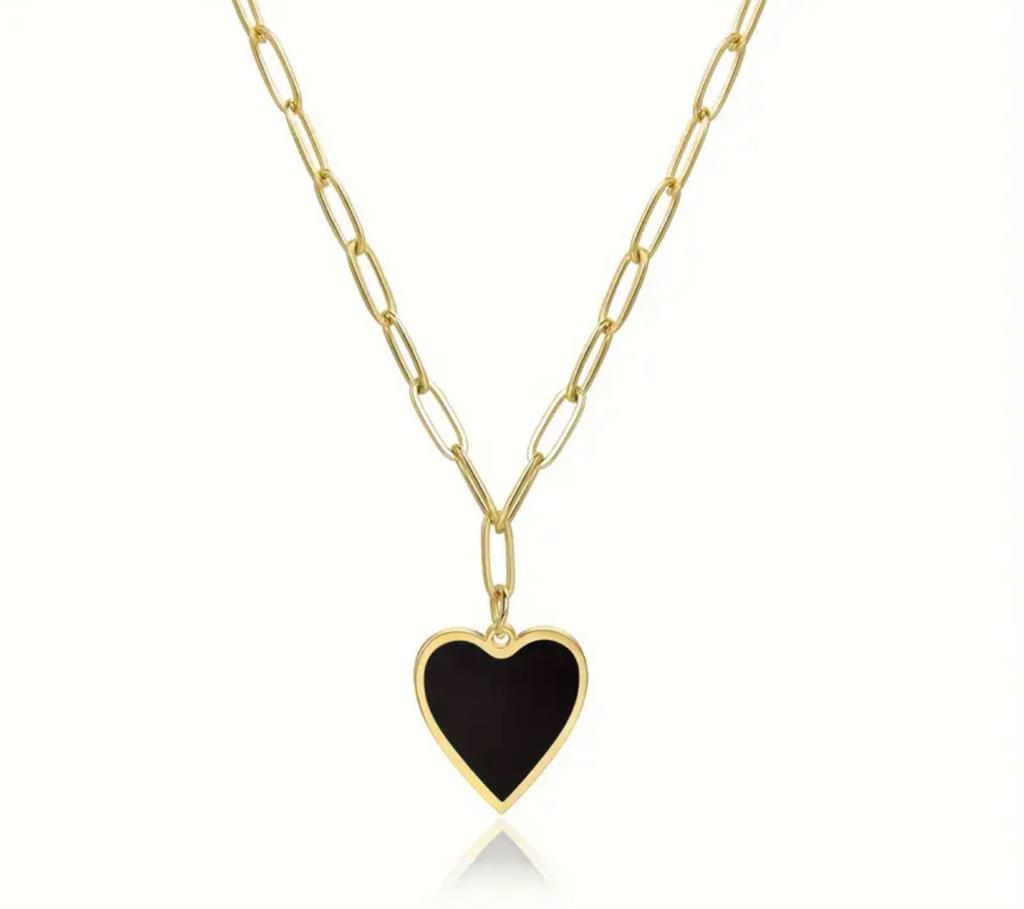 18K Vermeil Black Enamel Heart Necklace