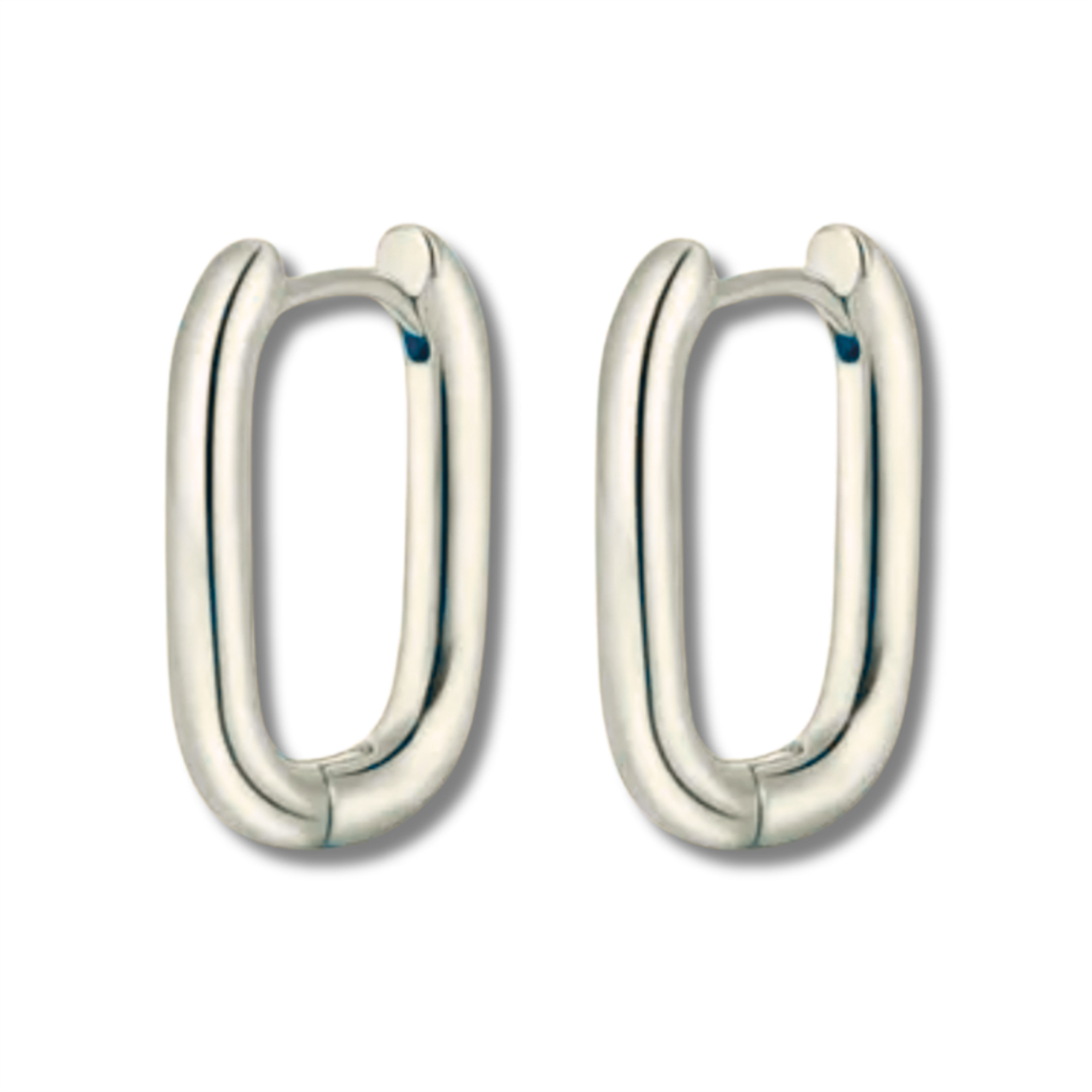 Sterling Silver Oval Huggie Earrings