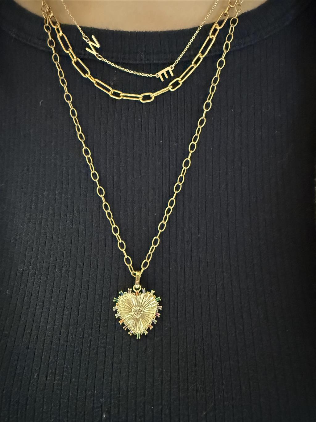 18K Vermeil Fluted Rainbow Heart Charm