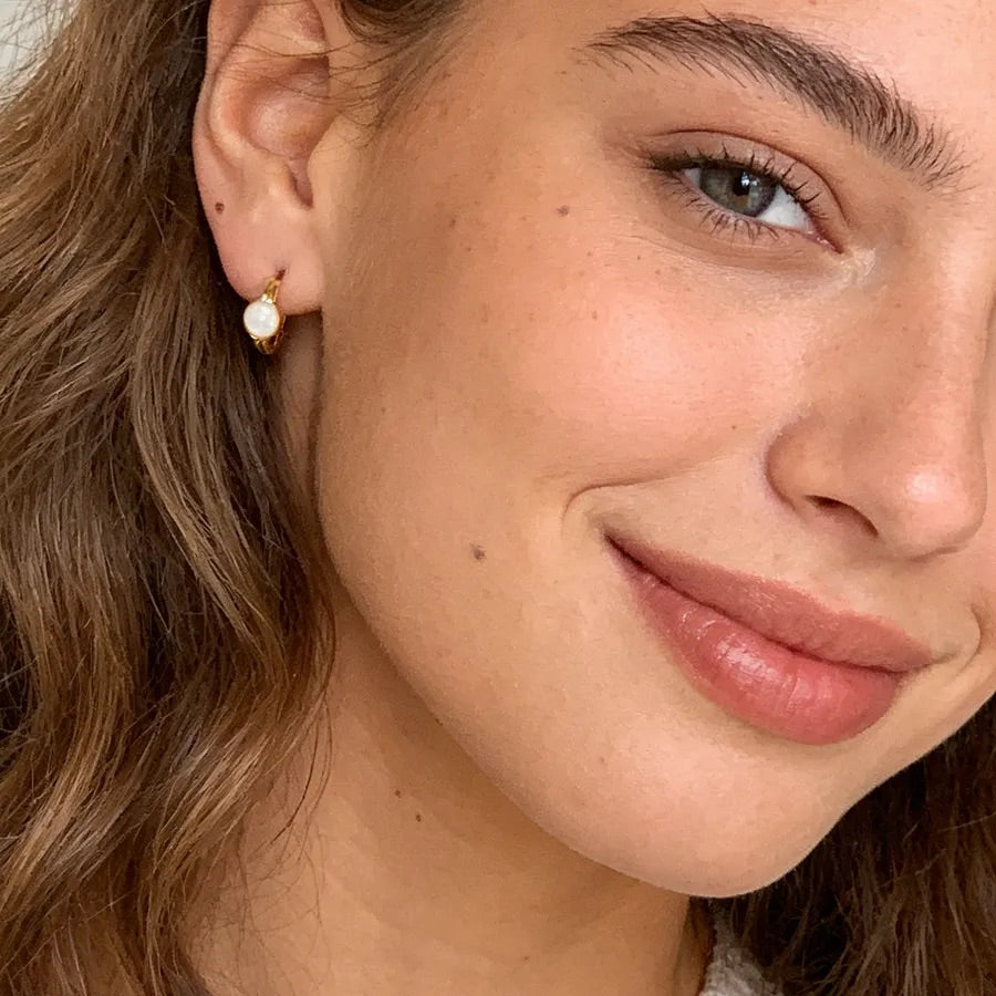 18K Gold-Plated Opal Huggie Hoop Earrings