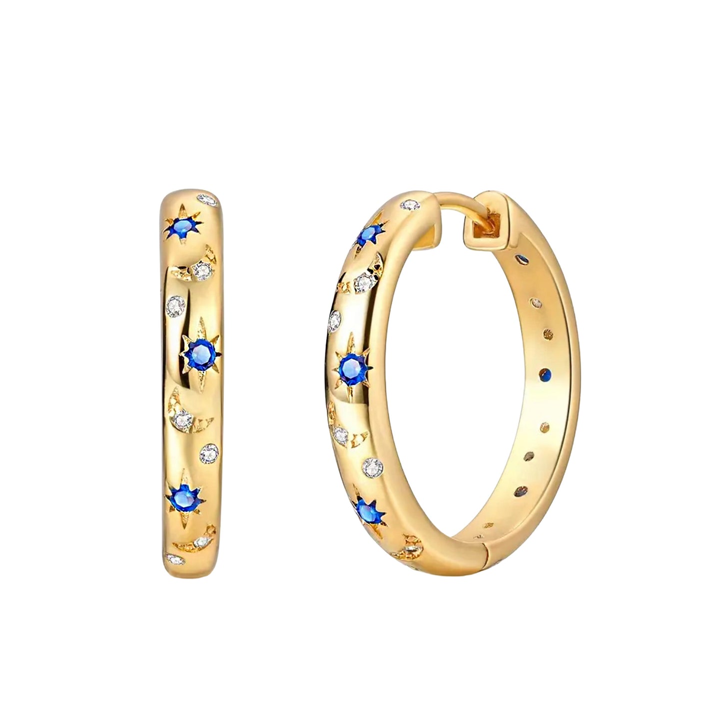 Gold Vermeil Amy Sapphire Starburst Hoop Earrings