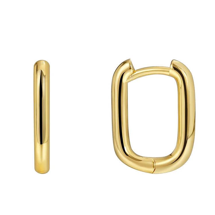 18K Gold Plated Oval Link Hoop Earrings