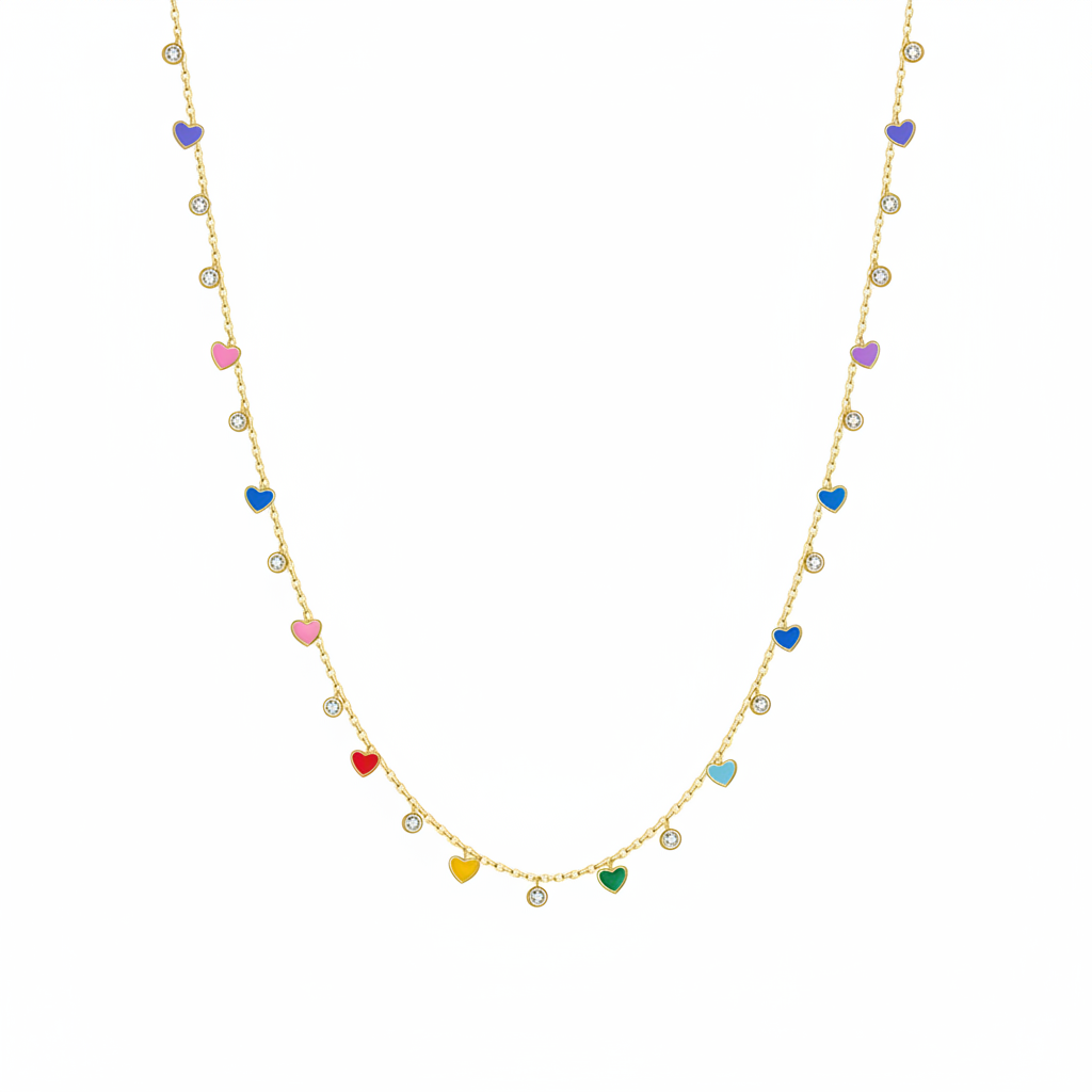 Gold Vermeil Ada Heart Enamel Necklace