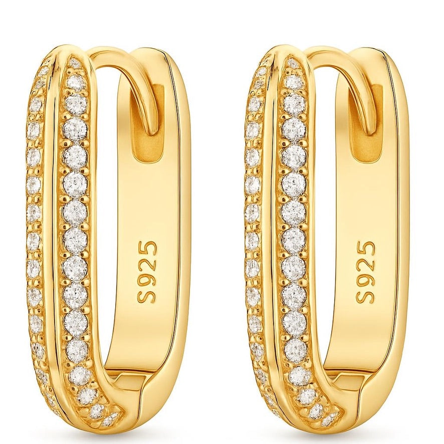 Gold Vermeil Pavé Oval Hoop Earrings