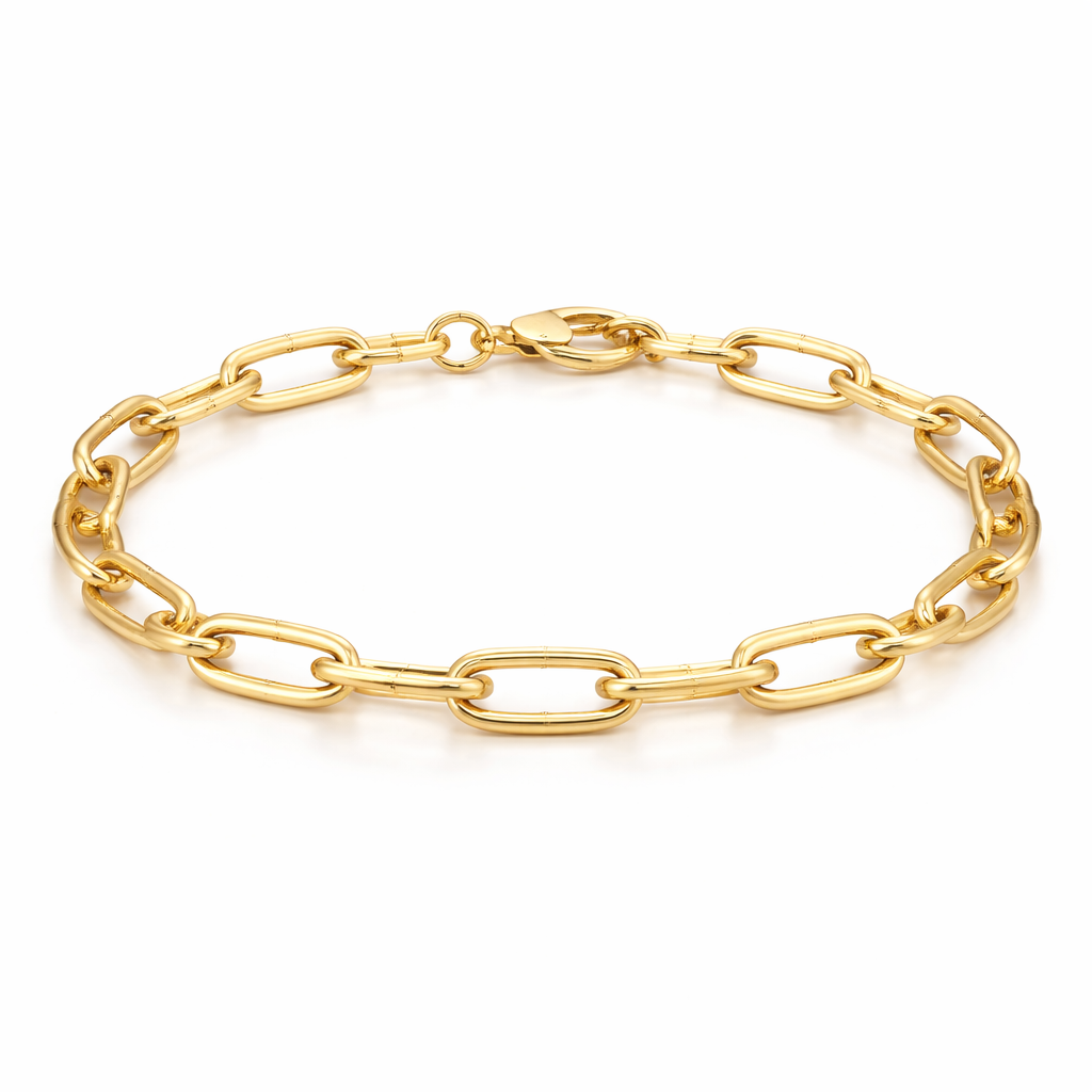18K Gold Plated Medium Paperclip Link Bracelet
