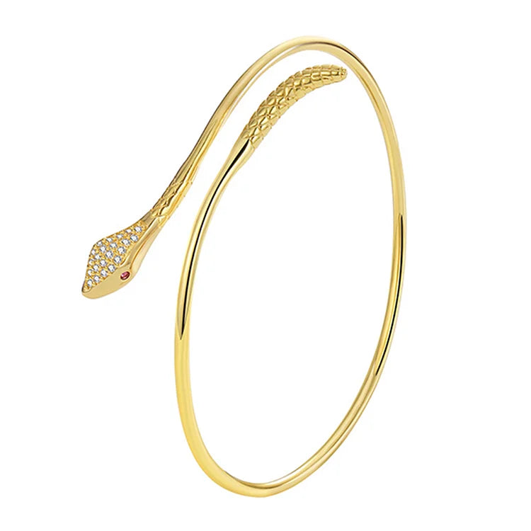 18K Gold Plated Serpent Wrap Bangle Bracelet
