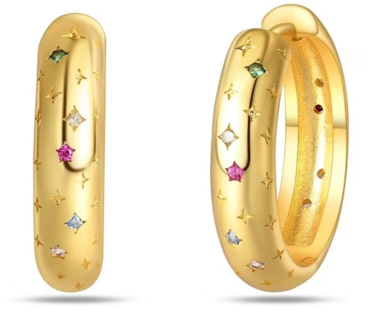 Gold Vermeil Medium Celestial Hoop Earrings