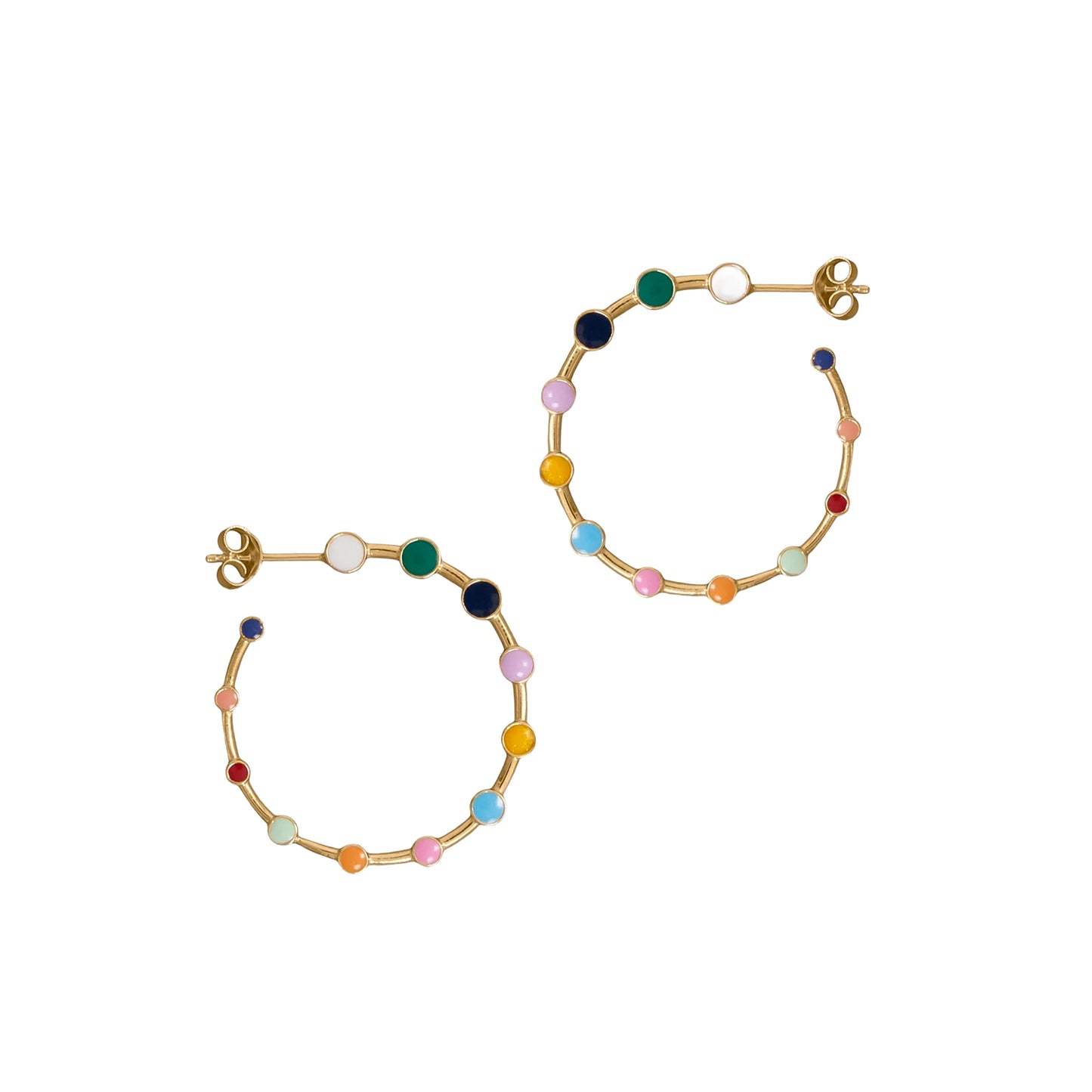 Gold Filled Brooklyn Multicolor Enamel Hoop Earrings