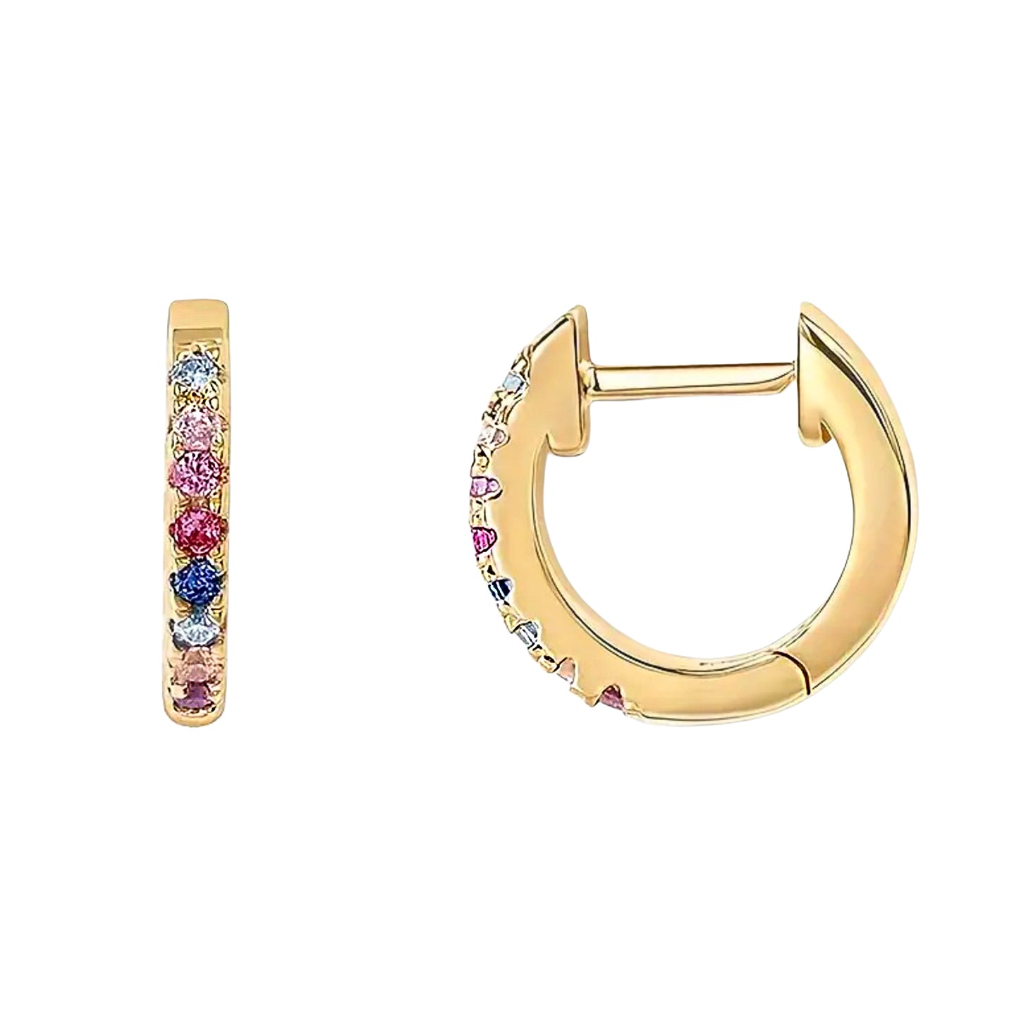 Gold Plated Marla Multicolor Pavé Huggie Hoop Earrings