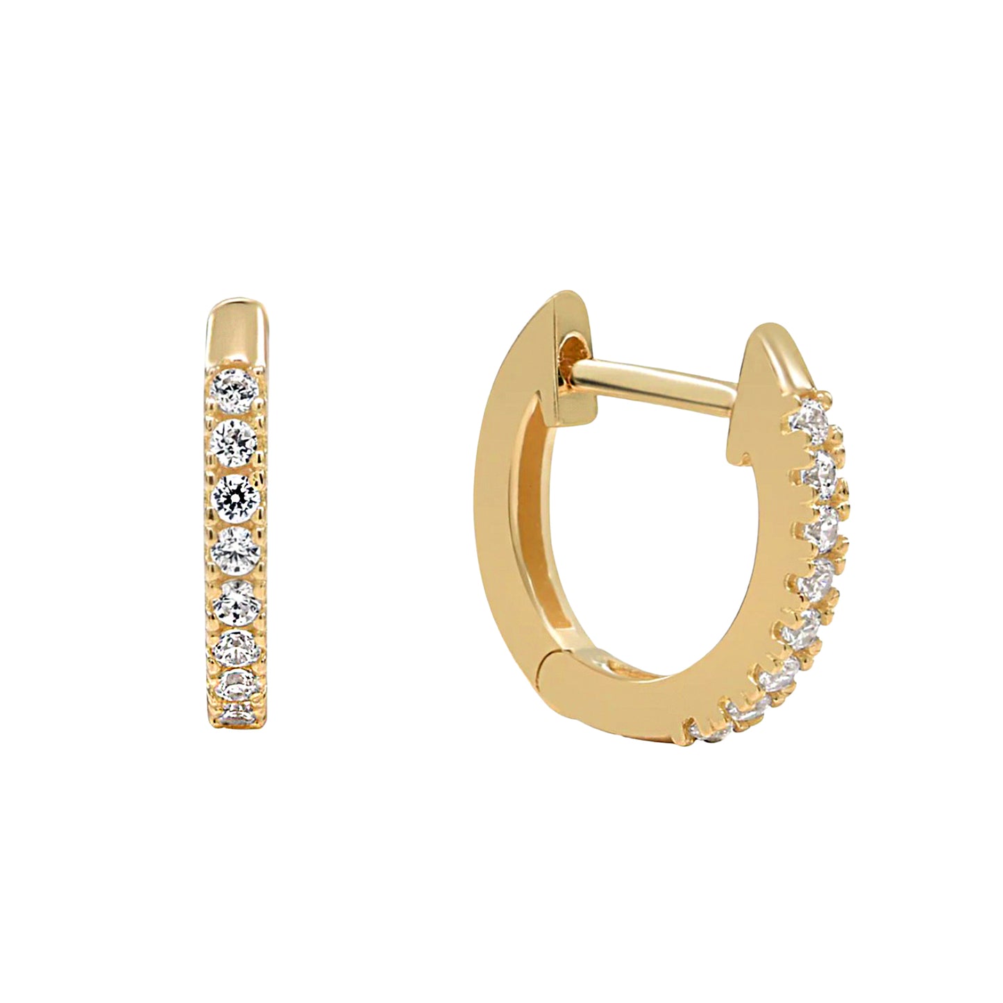 Gold Vermeil Pave Huggie Hoop Earrings