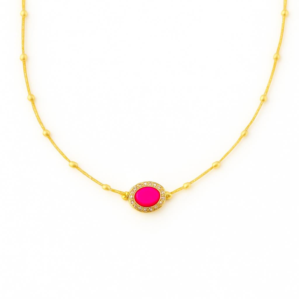 Gold Plated Blue Enamel Presley Halo Necklace