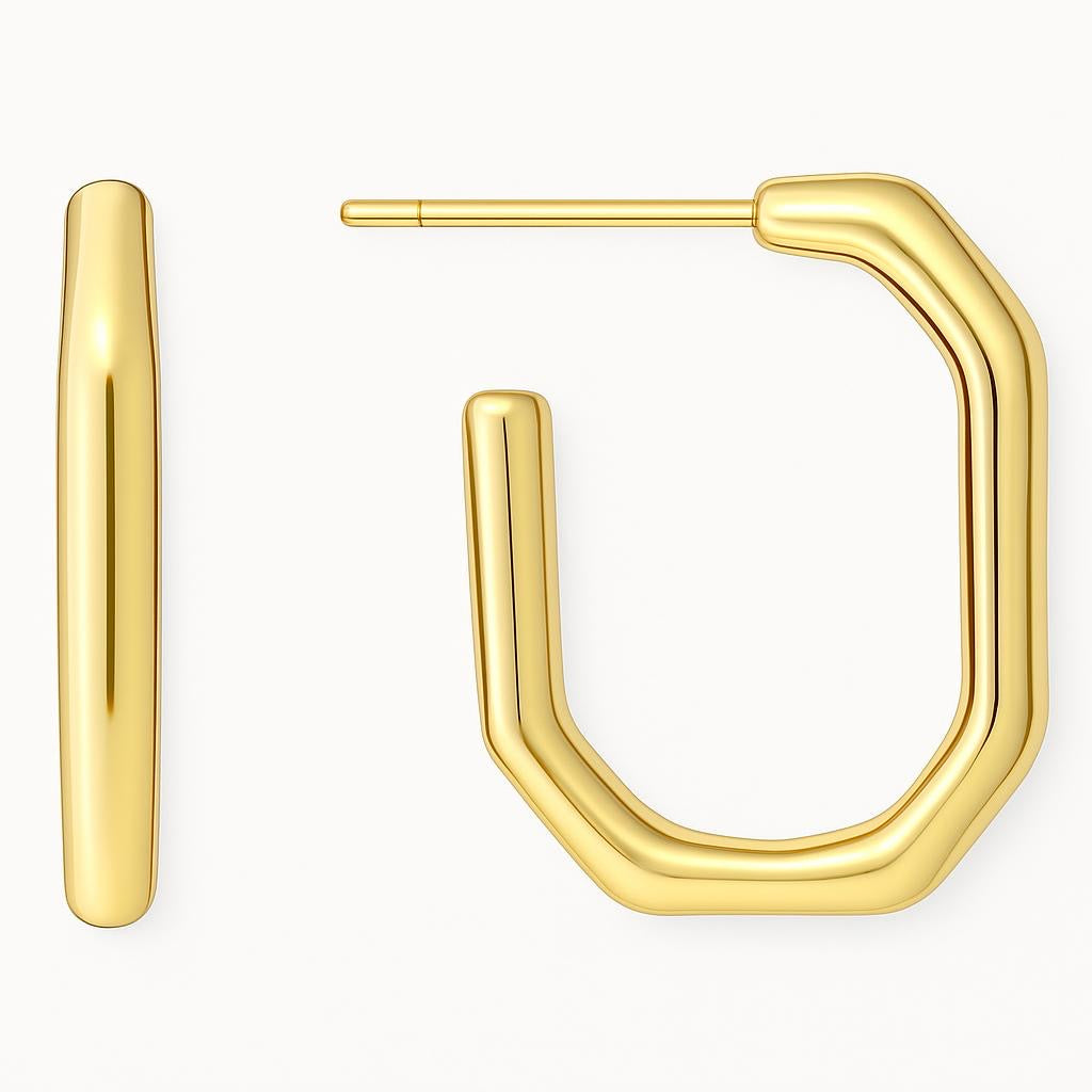 Gold Plated Kathy Geometric Hoop Earrings