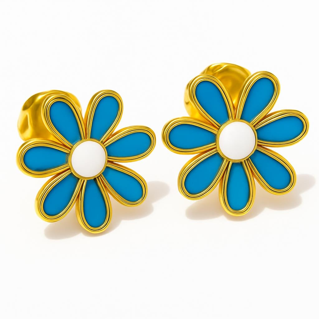 Purple Daisy Enamel Trixie Stud Earrings