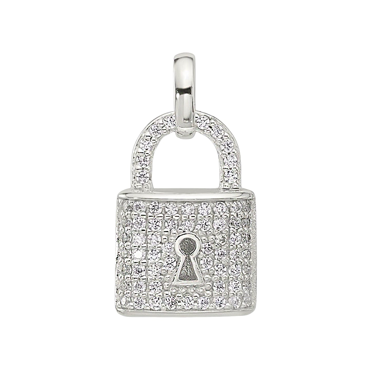 Sterling Silver Pavé Padlock Pendant