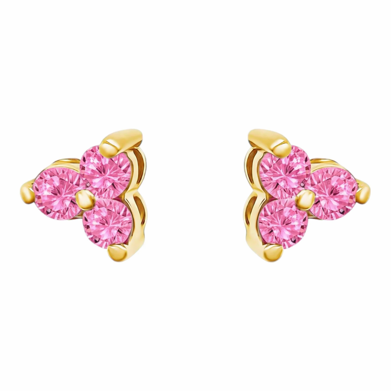 18K Gold Plated Pink Trio Stud Earrings