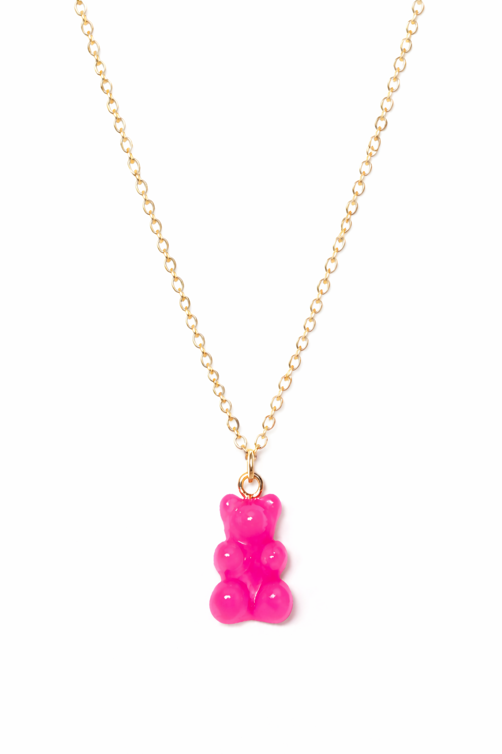 Gold Sea Green Gummie Bear Necklace