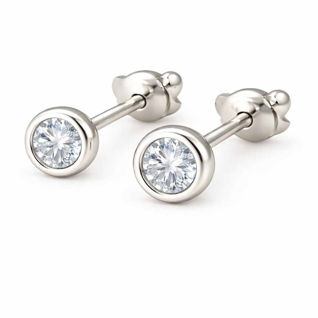 Gold Vermeil Bezel Set Small Stud Earrings