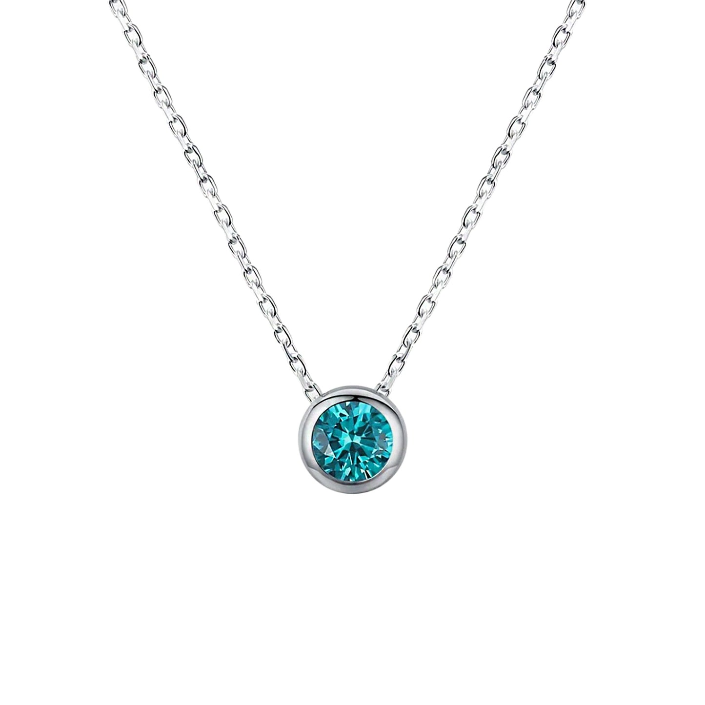 Sterling Silver Bella Bezel Blue Topaz Necklace