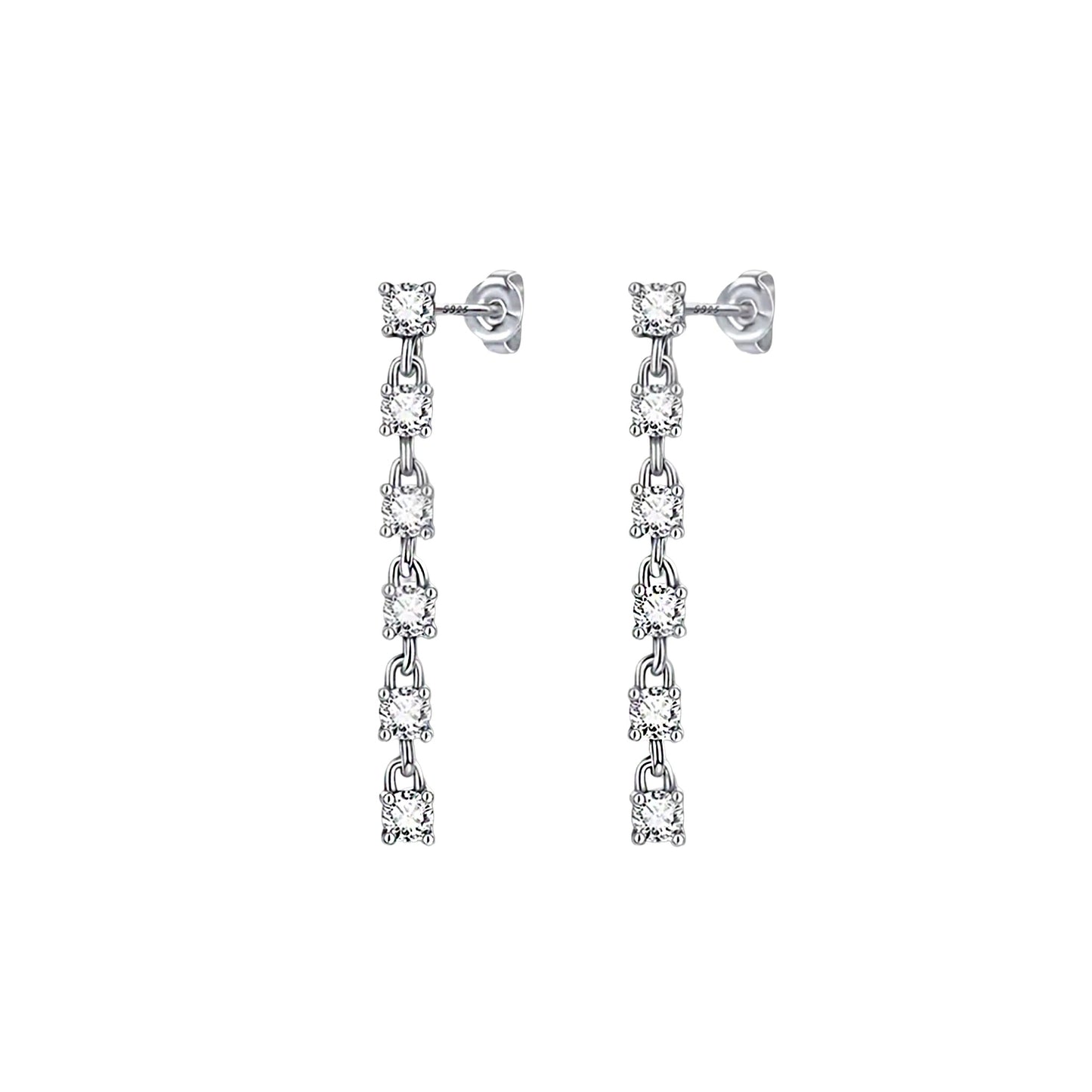 Sterling Silver Elena Cascading Chain Drop Earrings