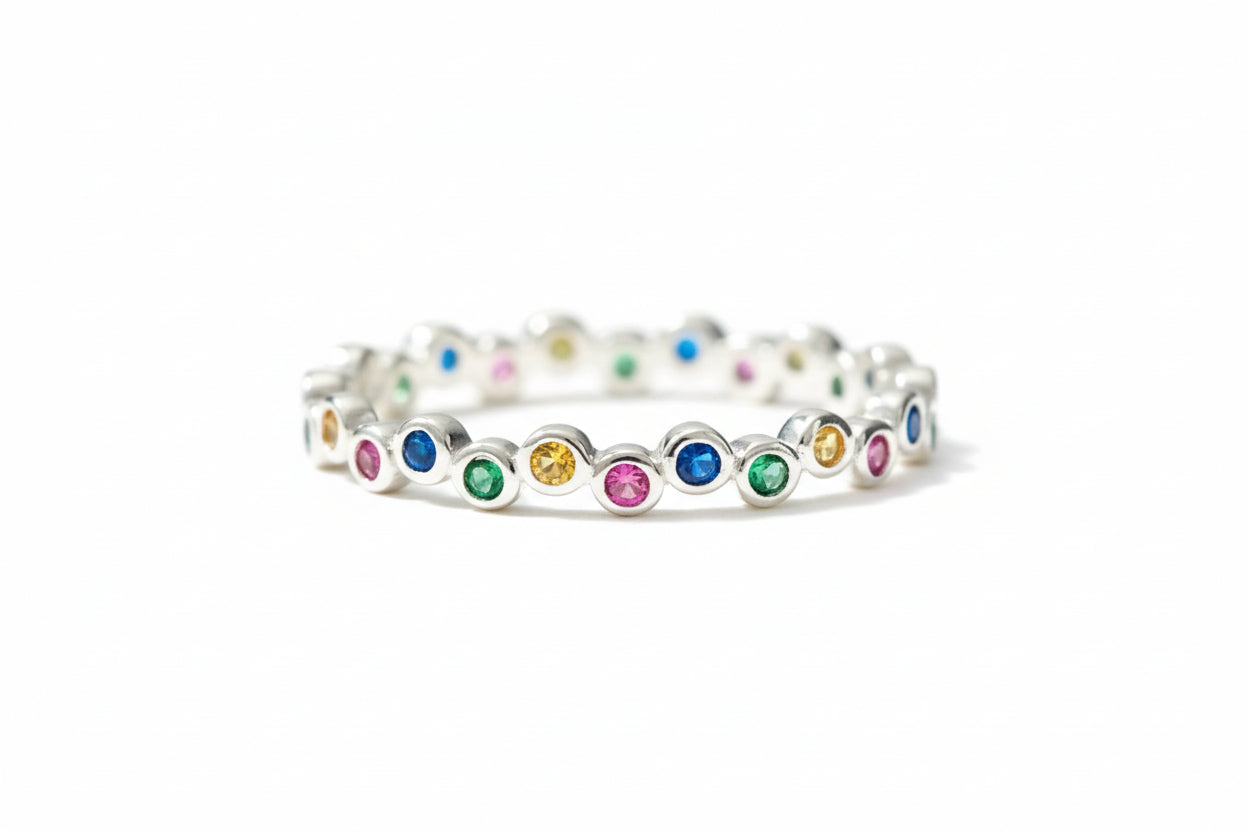 Sterling Silver Leah Lollipop/Multicolor Dot Ring