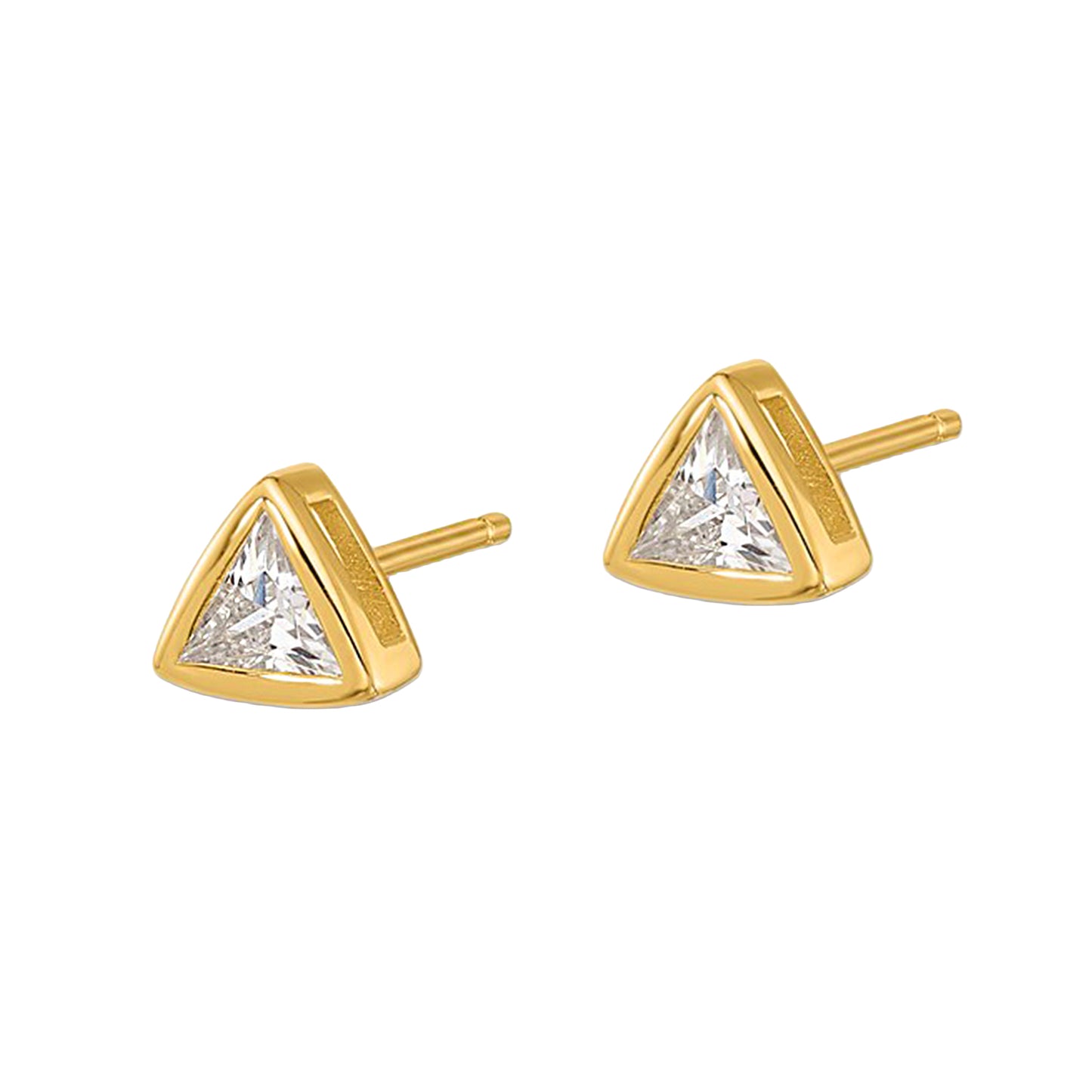 Gold Vermeil Bezel Set Triangle Stud Earrings